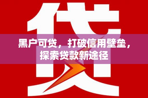 新埤黑户可贷，打破信用壁垒，探索贷款新途径
