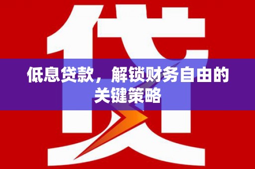 新埤低息贷款，解锁财务自由的关键策略
