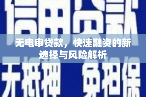 新埤无电审贷款，快速融资的新选择与风险解析