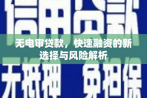 新埤无电审贷款，快速融资的新选择与风险解析
