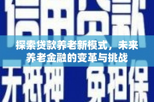 新埤探索贷款养老新模式，未来养老金融的变革与挑战