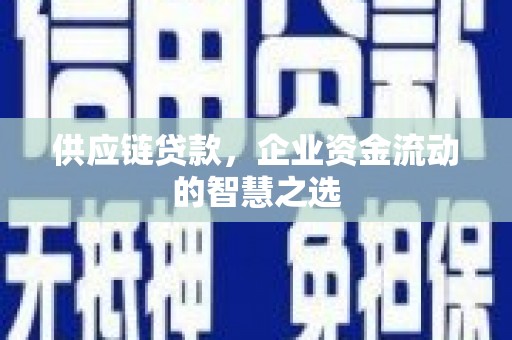 新埤供应链贷款，企业资金流动的智慧之选