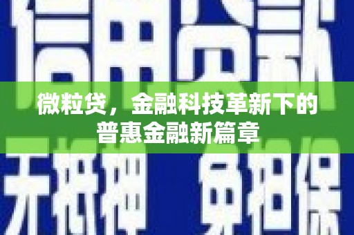 新埤微粒贷，金融科技革新下的普惠金融新篇章