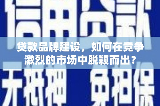 新埤贷款品牌建设，如何在竞争激烈的市场中脱颖而出？