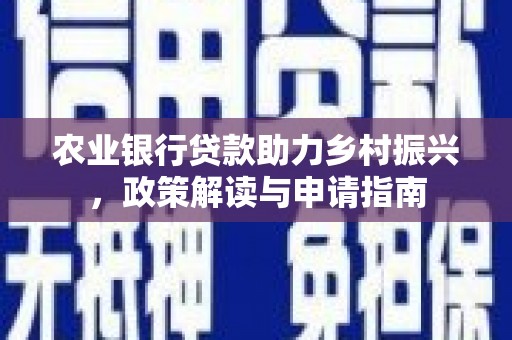 新埤农业银行贷款助力乡村振兴，政策解读与申请指南