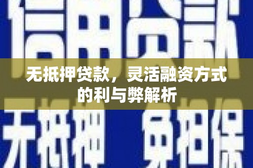 新埤无抵押贷款，灵活融资方式的利与弊解析