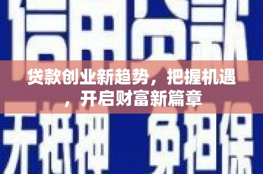 新埤贷款创业新趋势，把握机遇，开启财富新篇章