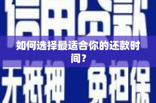 新埤如何选择最适合你的还款时间？